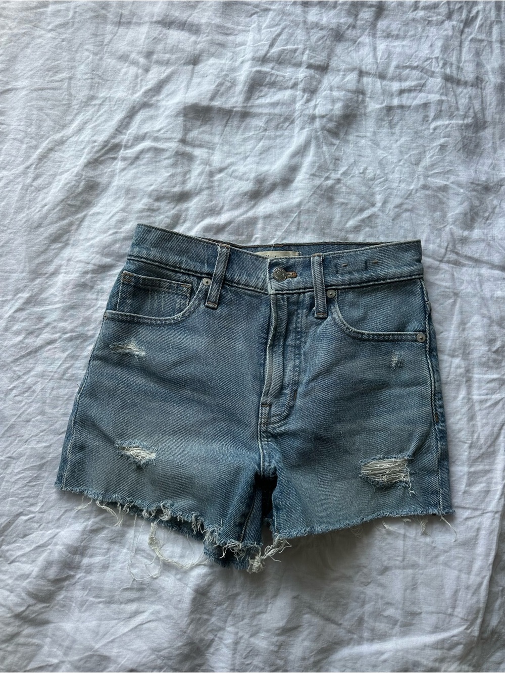 Madewell Light Blue Distressed Denim Shorts